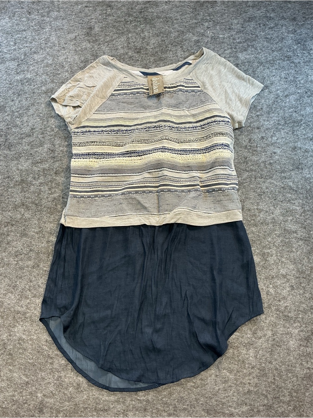Dolan Left Coast Collection Grey Blue Baja Coastal Textured Layered Top Size S